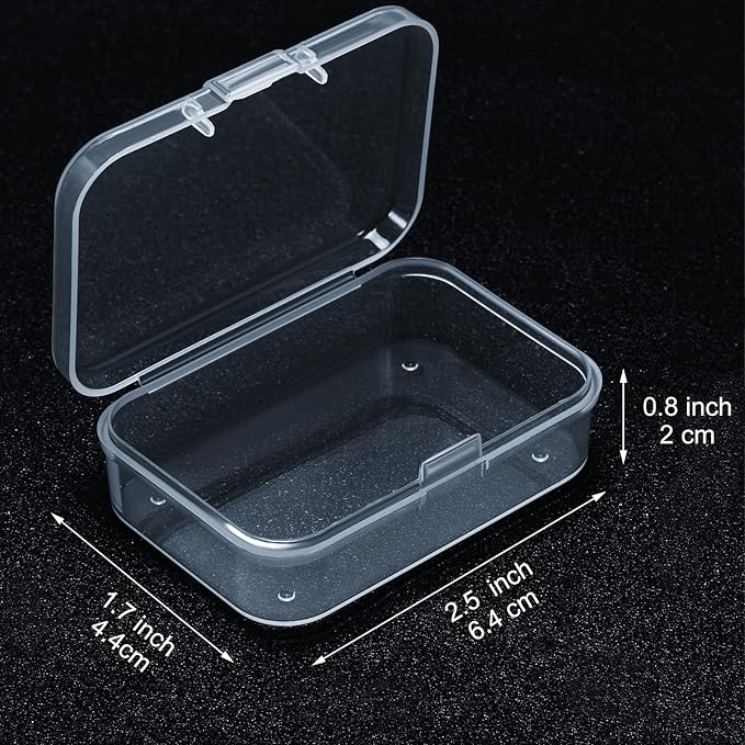 SATINIOR 24 Packs Small Clear Plastic Beads Storage Containers Box with Hinged Lid for Storage of Small Items, Crafts, Jewelry, Hardware (2.5 x 1.7 x 0.8 Inches)