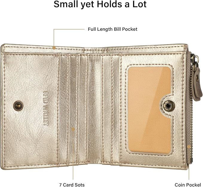 Lavemi Ultra Thin Small Compact Leather Womens Girls Wallets RFID Blocking Credit Card Holder for Women