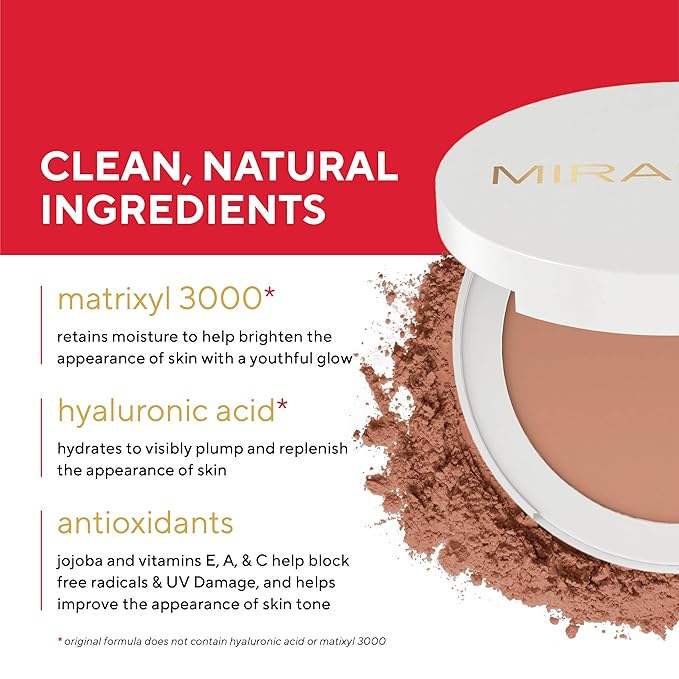 MIRABELLA - Invincible for All Pure Press Foundation, HD-Finish Pressed Powder, Buildable Mineral Pressed Powder Compact with Jojoba & Triglyceride, Age-Defying Makeup for All Skin Types, Medium M9