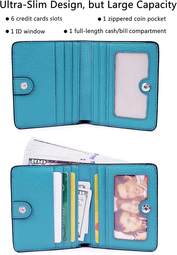 AINIMOER Small Leather Wallet for Women, Ladies Credit Card Holder RFID Blocking Women's Mini Bifold Pocket Purse