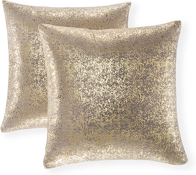 Xinrjojo Sparkling Decorative Pillow Cases, Silver Grey Pillows, 24x24 inch Pillow Covers, for Home Sofa Couch Chair Back Seat Bedroom Car, Starry 2 Pack (Bronzing- Dark Gray)
