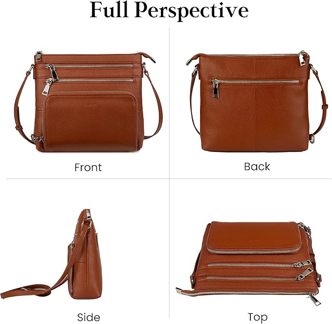 befen Genuine Leather Crossbody Bags for Women, Medium Anti-Theft Shoulder Purse with Built in RFID Wallet for Travel
