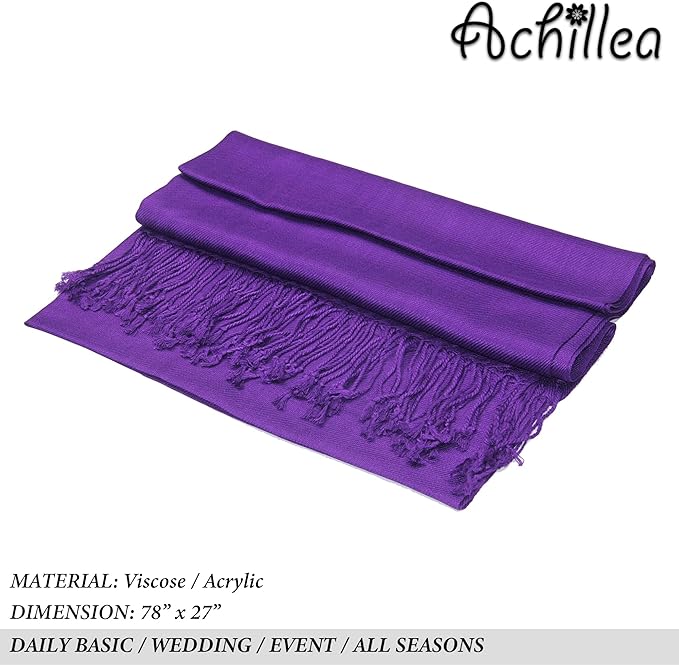 Achillea Soft Silky Pashmina Scarf for Women – Shawl Wrap for Evening Dresses, Bridesmaids, Weddings & Everyday Wear