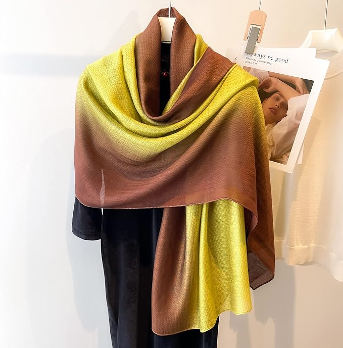 WINCESS.YU Women Gradient Scarf Long Shawls and Wraps Fashion Plain Pashmina Formal Scarf