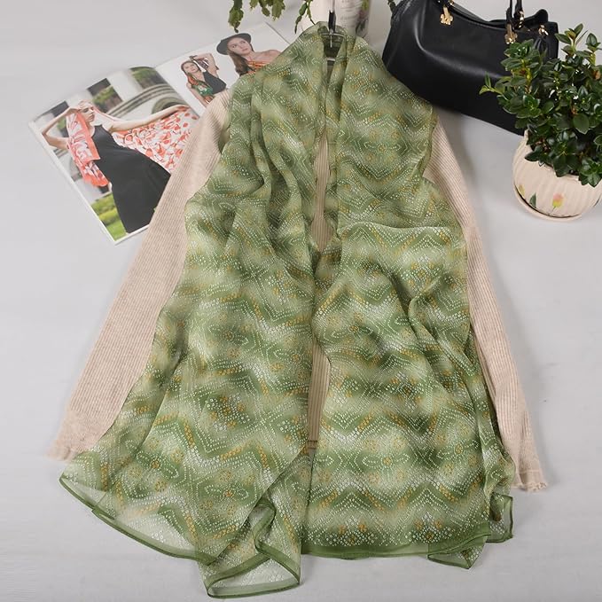 100% Mulberry Silk Women's Neck Silk Scarf-Lightweight Shawl,FLoral Print Beach Silk Wrap-Scarves for Photography