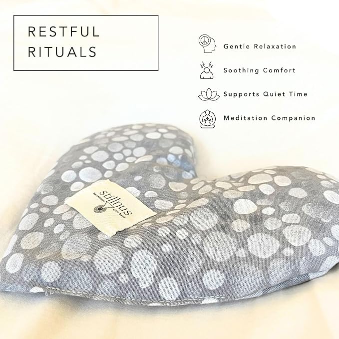 Weighted Heart Eye Pillow with Organic Lavender & Flaxseed – Relaxation Gift for Women, Meditation Tool, Mindful Rest, Cooling Eye Mask, Wellness Self-Care Kit
