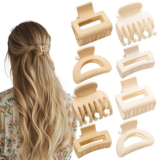 Small Hair Clips for Women Girls, 8 PCS 1.6 Inch Hair Claw Clips for Thin/Medium Thick Hair 4 Style Matte Hair Jaw Clips Non-Slip Tiny Hair Accessories
