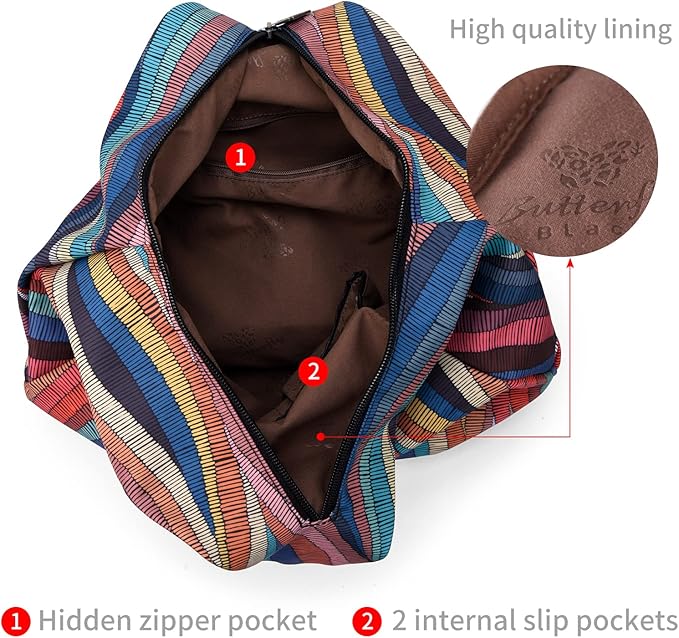 Black Butterfly Premium Backpack for Women, Bohemia Style Fashion Casual Daypack Backpack, Small Backpack Purse (0050-multicolor)