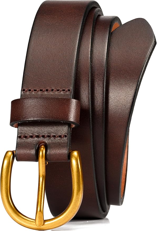WOLFANT Womens Casual leather Jean Belt,1.1" Ladies Belt with Gold Buckle,100% Italian Full Grain Real Solid Leather