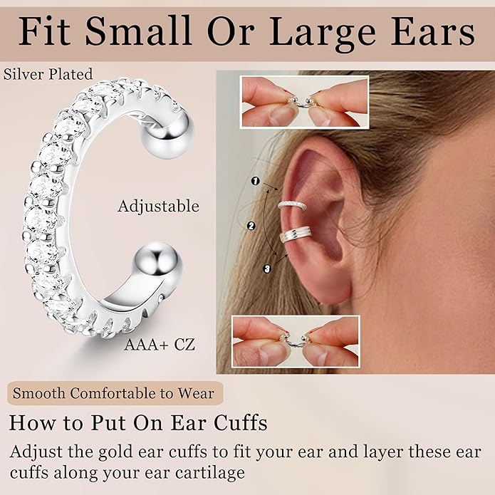 LOLIAS 𝐄𝐚𝐫 𝐂𝐮𝐟𝐟 𝐄𝐚𝐫𝐫𝐢𝐧𝐠𝐬 for Women Non Piercing Gold Plated Ear Cuffs 𝟏𝟒𝐊 𝐆𝐨𝐥𝐝 𝐏𝐥𝐚𝐭𝐞𝐝 Ear Cuff for Non Pierced Ears Clip on Cartilage Earring 𝐅𝐚𝐤𝐞 𝐄𝐚𝐫𝐫𝐢𝐧𝐠𝐬 Lightweight