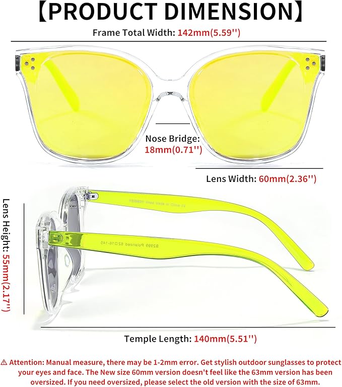 FEISEDY Oversized Polarized Sunglasses - UV400 Protection, Square Fashion Sun Glasses for Outdoor & Daily B2600