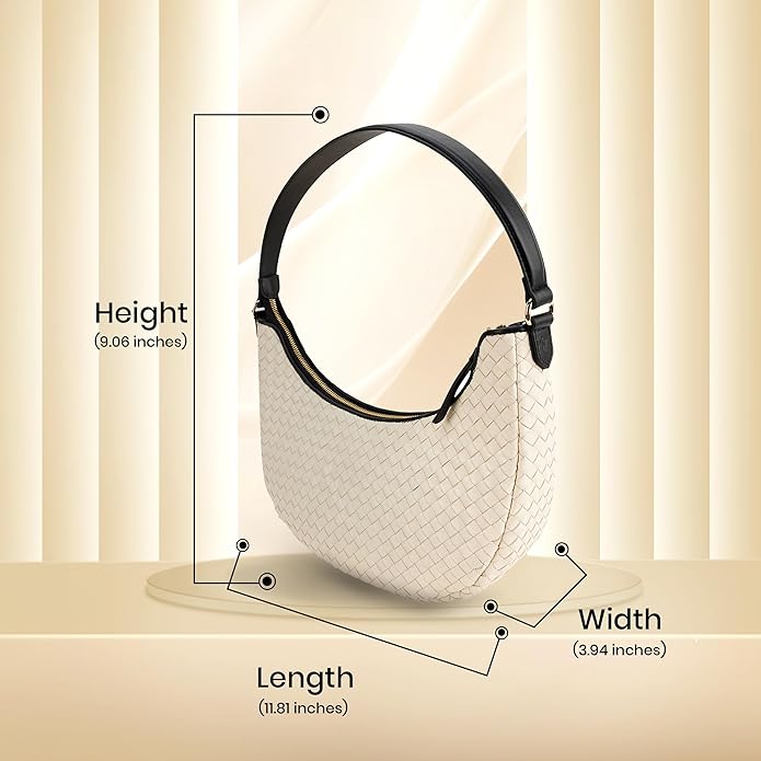 Handmade Woven Genuine Leather Bag, Premium Quality, Crossbody Purse & Hobo Handbag, Diagonal Pattern, 11.81x3.94x9.06 Inches