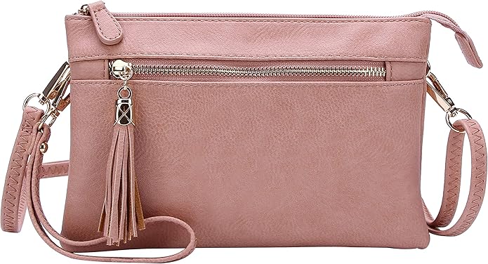 Solene Women's Lightweight Multi Compartment Wristlet Clutch Wallet Crossbody Bag