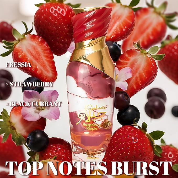 Gelato Paspberry Ripple Women's Perfume 3.4 Fl Oz Eau de Parfum - Vanilla, Moss, Caramel,Magnolia Fressia & Strawberry Luxury Scent with 24H Long Lasting Fragrance