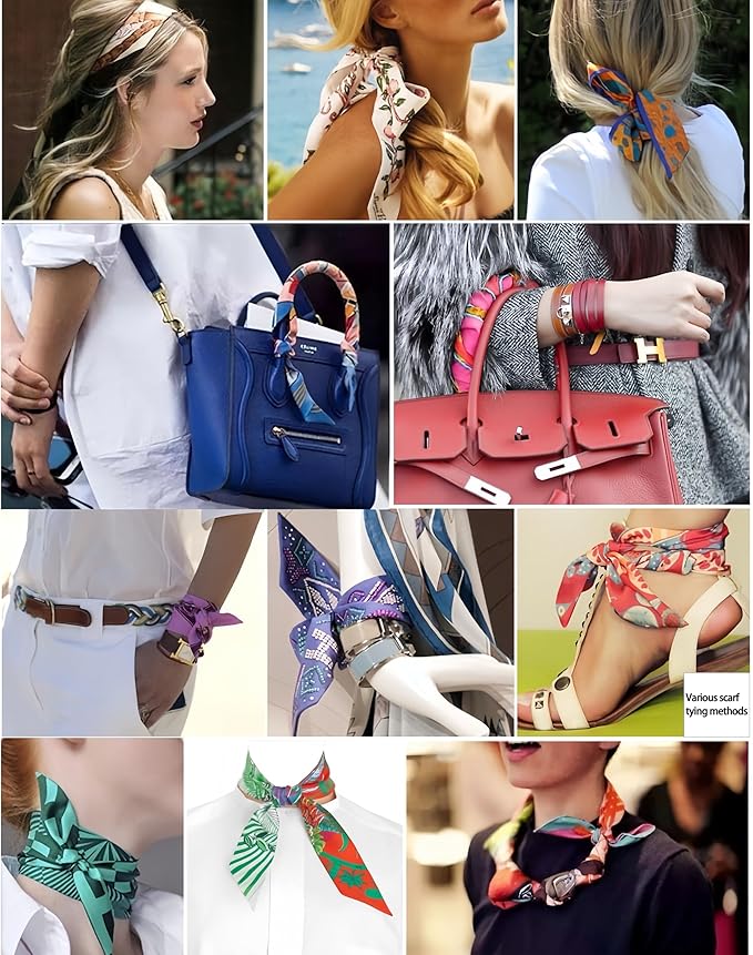 Purse Scarf for Women, Multifunctional Skinny Scarf for Bags Hair Neck Fashion Accessories