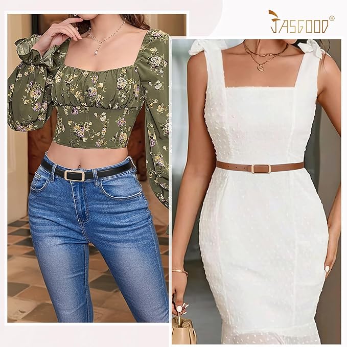 JASGOOD Women Reversible Leather Belt for Pants Jeans Ladies Waist Belt for Dresses