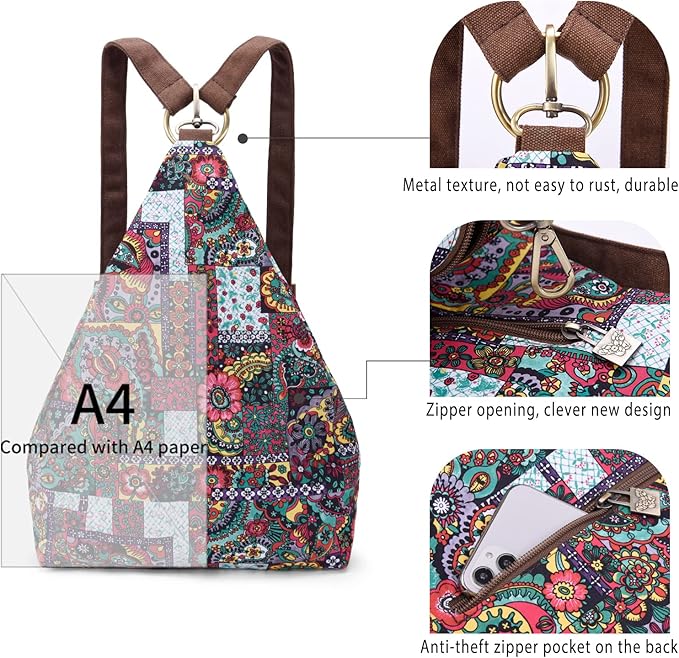 Black Butterfly Premium Backpack for Women, Bohemia Style Fashion Casual Daypack Backpack, Small Backpack Purse (05-brown)