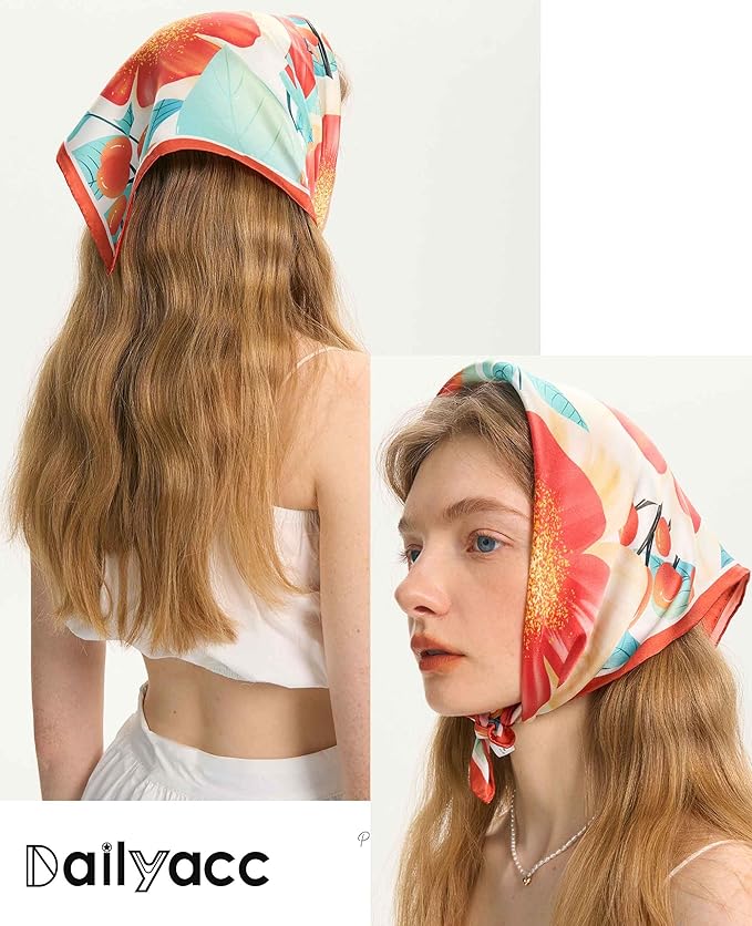 Dailyacc Hair Bandanas Scarf For Women Lightweight Fashion Neck Silk Satin Head Scarves For Sleeping Handbags Scarf