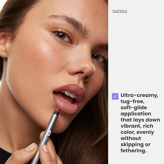 Wonderskin Lipliner Pencil - 360 Contour Lipliner, Long Lasting, Sharpenable, Waterproof and Transfer-Proof Brown Lip Liner Pencil (Saddle)