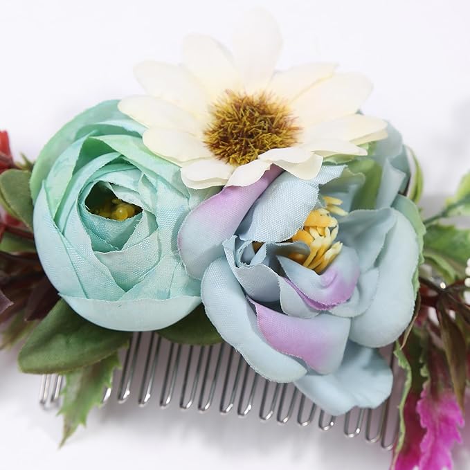 Flower Hair Clip for Women - Elegant Hair Accessory for Wedding, Party & Daily Wear (Aqua Blue)