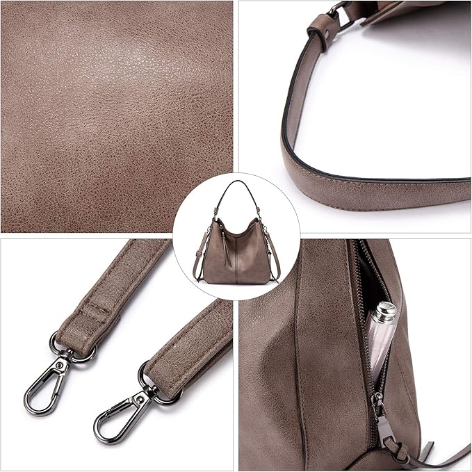 Realer Hobo Crossbody Bags for Women Designer Faux Leather Hobo Handbags Retro Large Size Shoulder Bag Bucket Purse