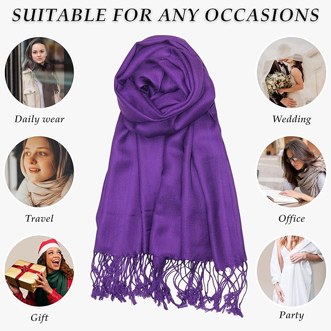 Achillea Soft Silky Pashmina Scarf for Women – Shawl Wrap for Evening Dresses, Bridesmaids, Weddings & Everyday Wear