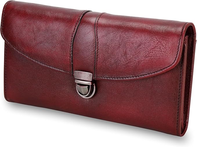 ORIREAL Women's Wallet Genuine Leather Wallet for Ladies Large Capacity Hand-Crafted Wallet Card Holder Purse