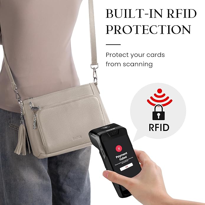 befen Anti Theft Genuine Leather Crossbody Bags for Women Handbags and Shoulder Basg with Built in Wallet RFID Leather Purse
