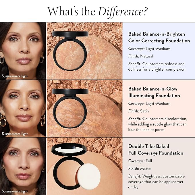 LAURA GELLER NEW YORK Baked Double Take Powder Foundation - Deep - Buildable Medium to Full Coverage - Matte Finish
