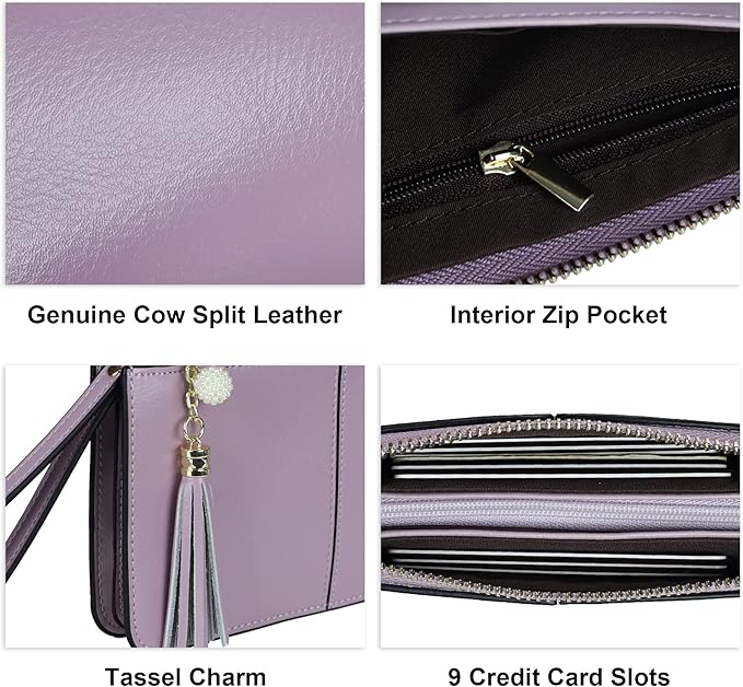 befen Genuine Leather Wristlet Clutch for Women Ultra-Slim Ladies Credit Card Holder Wallet Purses with RFID Protection