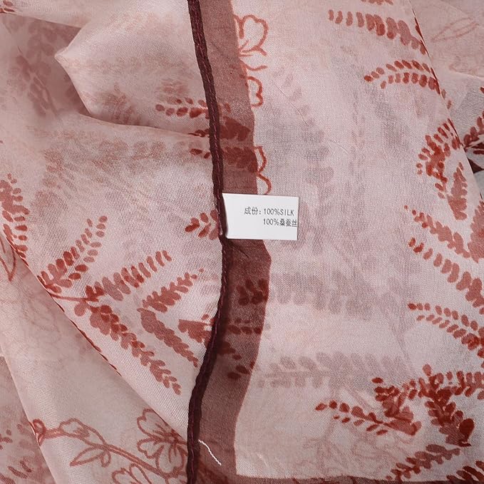 100% Mulberry Silk Women's Neck Silk Scarf-Lightweight Shawl,FLoral Print Beach Silk Wrap-Scarves for Photography