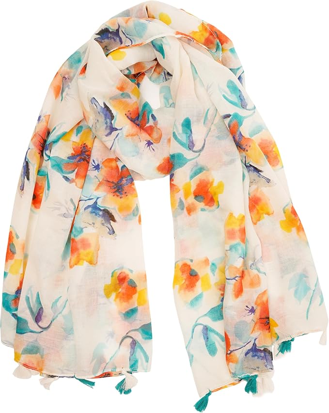 YOUR SMILE Large Boho Scarf for Women Lightweight Floral Printed Scarves Fall Winter Fashion Fringed Shawl wraps