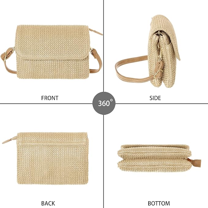 MINICAT Straw Small Summer Purses for Women Crossbody Purse Beach Bags for Everyday Cruise Travel Vacation Essentials | Straw, Small, Summer, for Everyday, Cruise, Travel, Vacation, Essentials