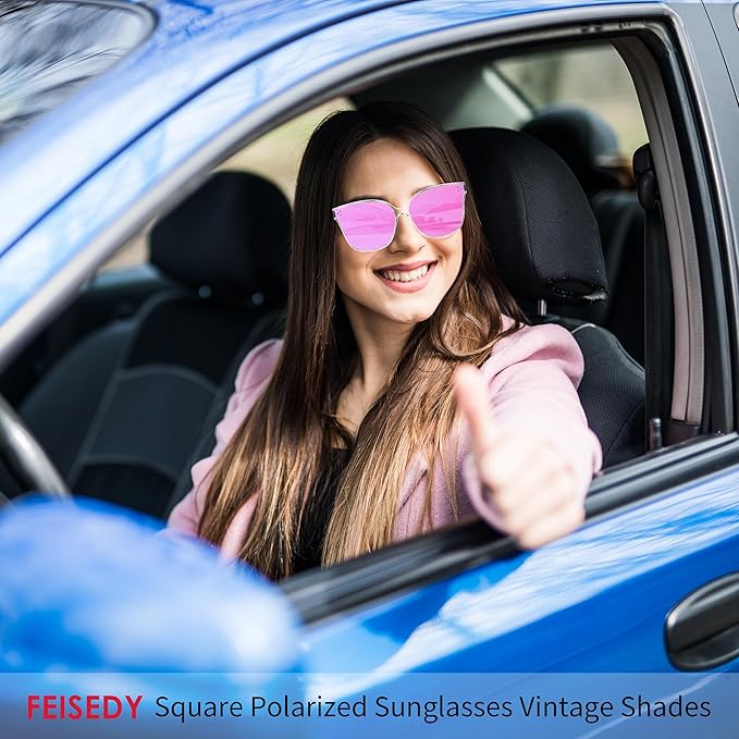 FEISEDY Oversized Polarized Sunglasses - UV400 Protection, Square Fashion Sun Glasses for Outdoor & Daily B2600