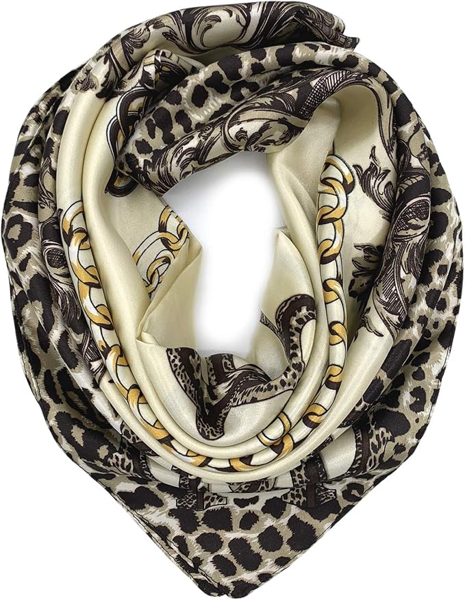 YOUR SMILE Silk Like Scarf Women's Fashion Pattern Large Square Satin Headscarf Headdress
