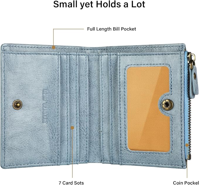 Lavemi Ultra Thin Small Compact Leather Womens Girls Wallets RFID Blocking Credit Card Holder for Women