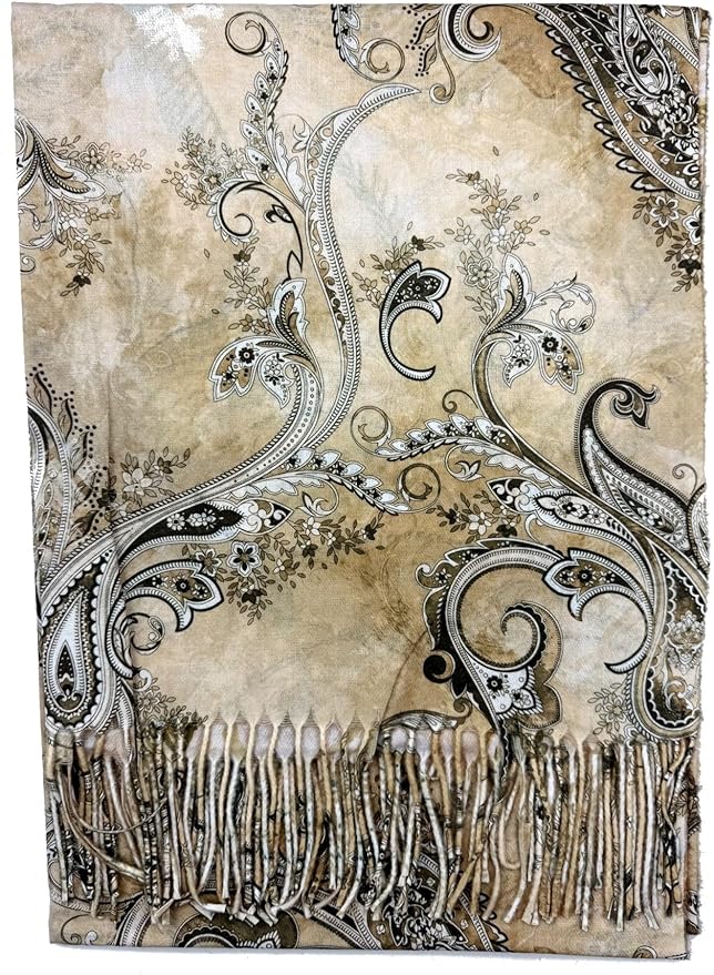 Plum Feathers Super Soft Cashmere Feel Double Sided Reversible Art Shawl Scarf Van Gogh Monet Klimt Inspired
