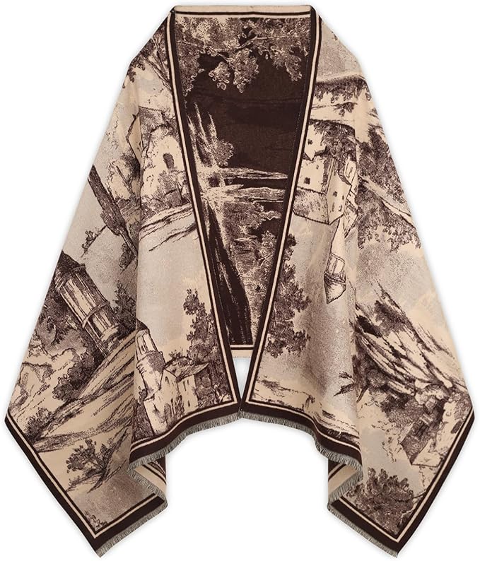 EXTREE Scarfs for Women Pashmina Silky Shawl Wrap for Evening Dressing Blanket Open Front Poncho Cape