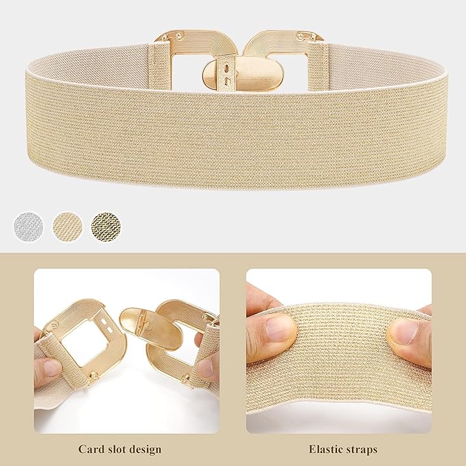 Glamorstar Women Wide Stretchy Belts Elastic Waist Belts for Dresses