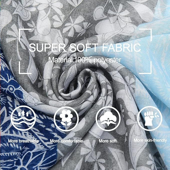 Yeieeo Boho Scarf for Women Lightweight Floral Printed Scarf Fall Winter Fashion Fringed Shawl
