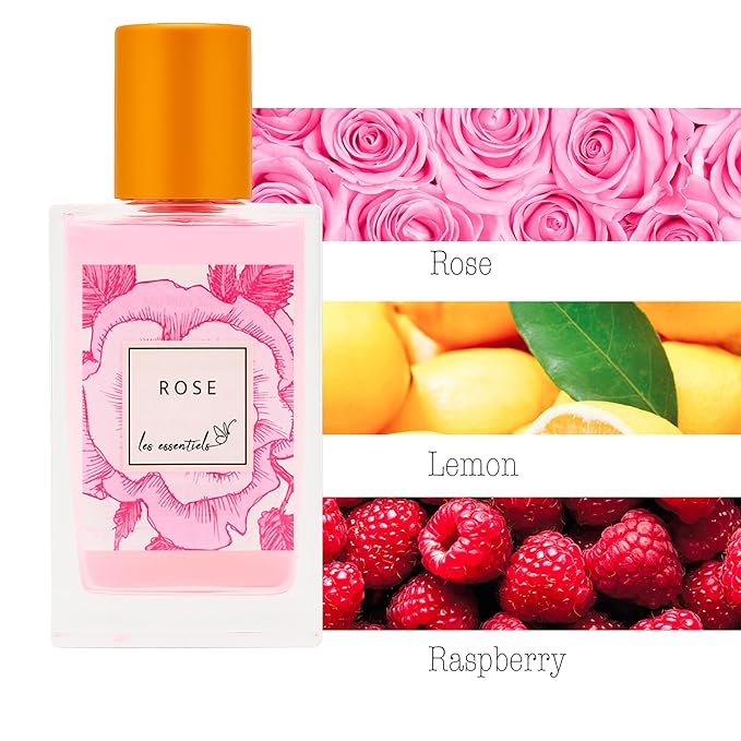 Les Essentiels Rose - Women Perfume - Floral Fragrance - Women's Fragrances with Lemon, Rose, Peony, Raspberry, and Ambered Wood - 2.7 oz