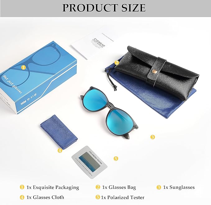 Vintage Round Polarized Sunglasses for Women Men Classic Retro Trendy Designer Style Sun Glasses UV400 Protection