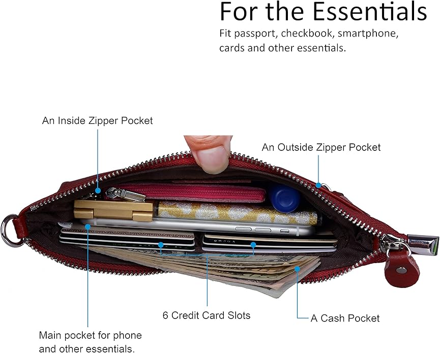 befen Genuine Leather Wristlet Clutch Wallet Purses Small Crossbody Bags for Women with RFID Blocking Card Slots