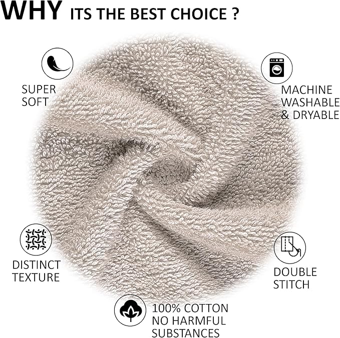Quick-Dry, Soft & High Absorbent Hand Towels 16"x29" Cotton Turkish Hand Towel Set of 4 | Daily Use 100% Cotton Towels for Bathroom Gym & More | Bathroom Hand Towels (4 Pcs, Ice Silver)