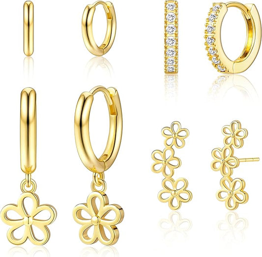 Small Gold Huggie Hoop Earrings Set for Women Men Hypoallergenic 14K Plated Stack Cartilage Earrings, Multiple Piercing Lightweight Mini Thin Cute Dainty Trendy Jewelry Set Christmas Gifts for Women