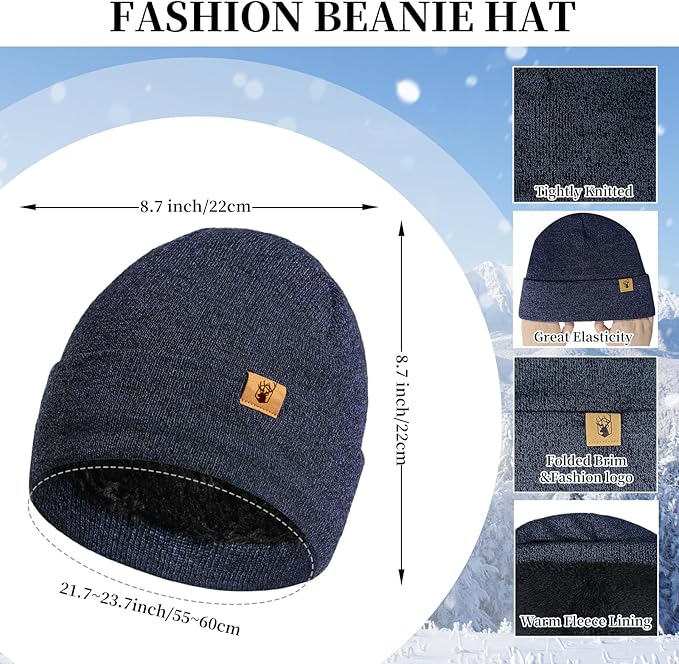Winter Warm Beanie Hat Touchscreen Gloves Long Scarf Set for Women with Headband, Knit Cap Scarves with Tassel for Women