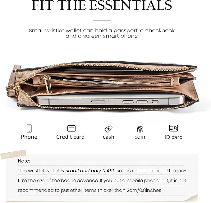 befen Genuine Leather Wristlet Clutch for Women Ultra-Slim Ladies Credit Card Holder Wallet Purses with RFID Protection