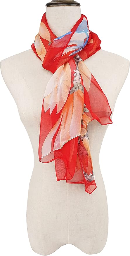 YOUR SMILE Ladies/Women's Lightweight Floral Print/Solid Color mixture Shawl Scarf For Spring Summer season