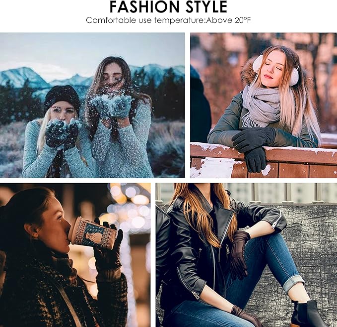 Dsane Womens Winter Leather Touchscreen Texting Warm Driving Lambskin Pure Genuine leather Gloves