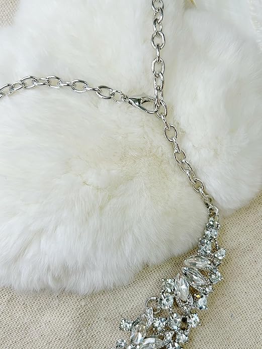 Women Jewelry Set Rhinestone Crystal Green Bride Statement Choker Necklace Teardrop Cluster Dangle Earrings Set for Wedding Party